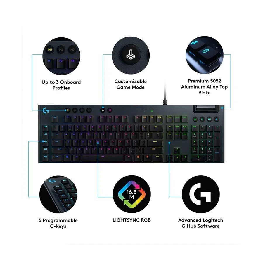 Logitech G813 Wired RGB Low-Profile (Linear Switch) Black Mechanical Gaming Keyboard #920-009011