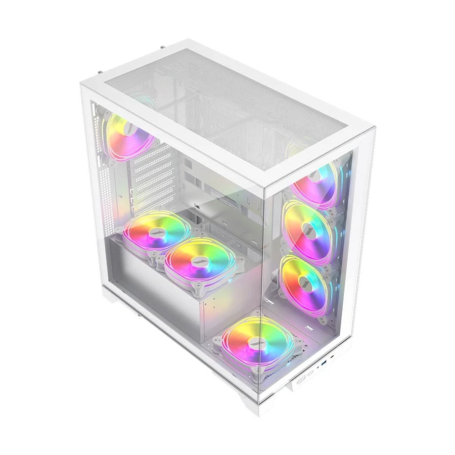 1st Player Mi8 Mid Tower White ATX Gaming Desktop Casing with Fan, HUB & Controller