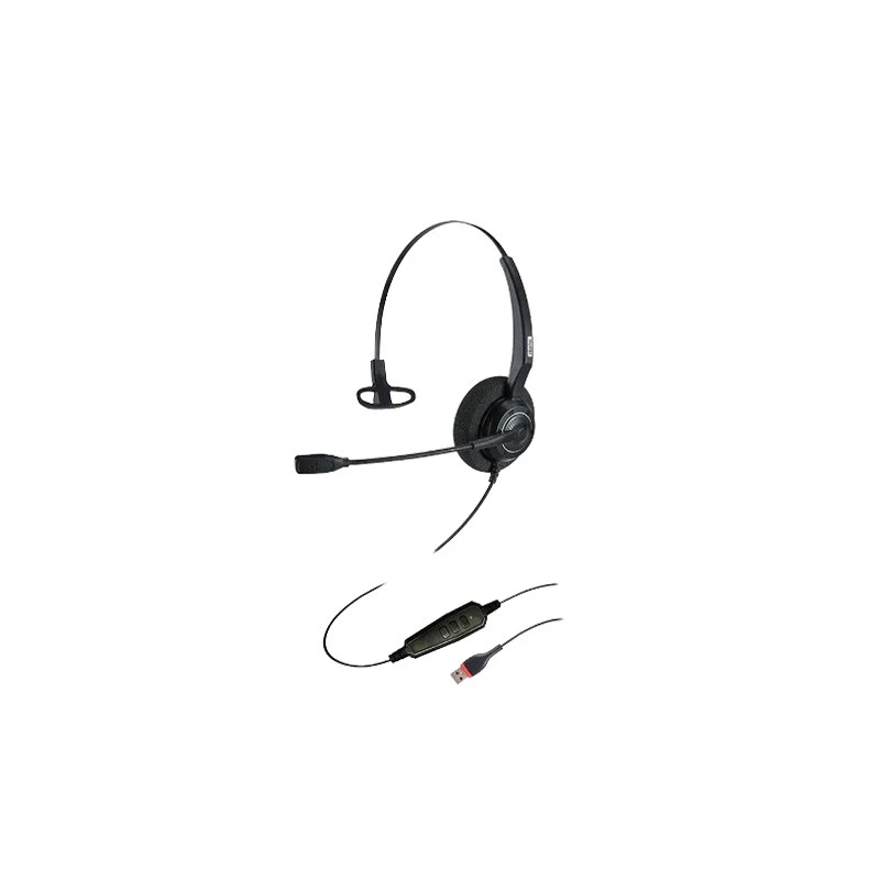 Inbertec UB200U Mono Wired USB Noise Cancelling Black Headphone