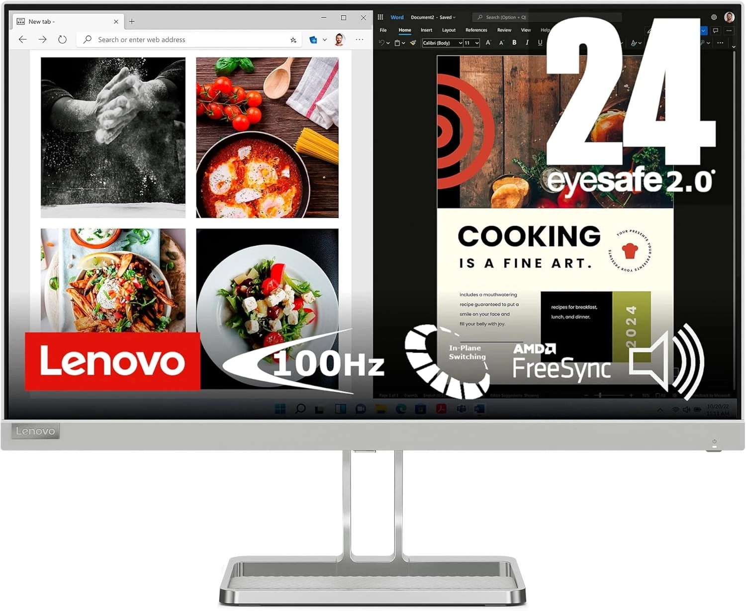 Lenovo L24i-40 23.8 Inch FHD Display HDMI VGA Monitor