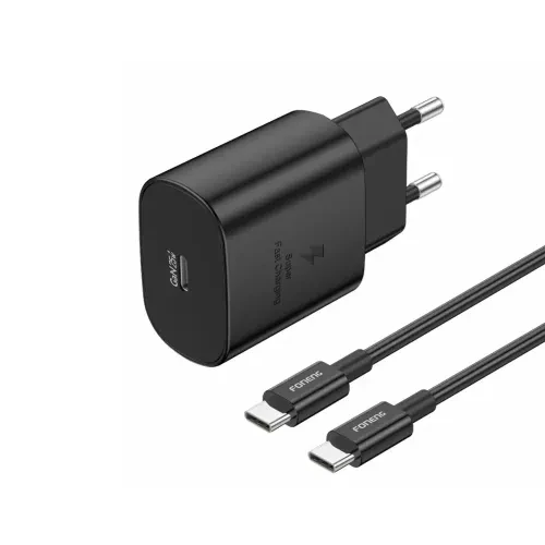 FONENG PD EU51 25W GaN USB-C Wall Charger With Type-C Cable (Black)