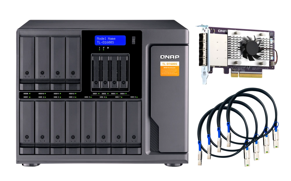 QNAP TL-D1600S 16 Bays Mini SAS (SFF-8088) Input & Output / SATA III Expansion Unit for Network Storage (2 Year Warranty)