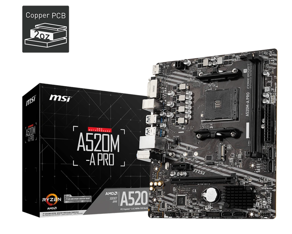 MSI A520M-A PRO DDR4 AMD Motherboard