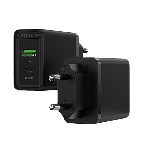 VENTION FBBB0-EU 18W/20W EU-Plug Two-Port USB(A+C) Wall Charger