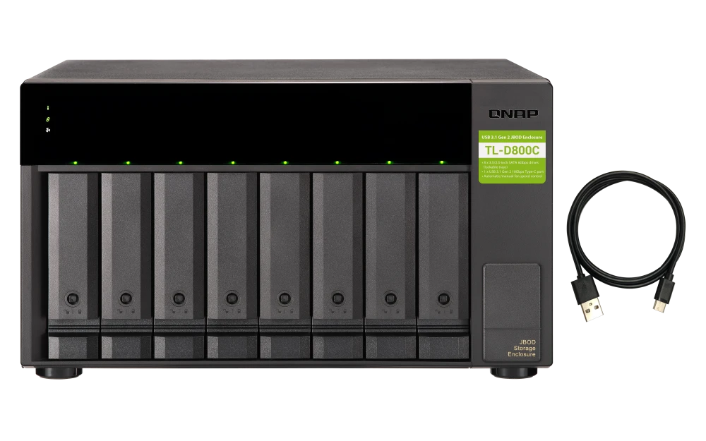 QNAP TL-D800C 8 Bays Type-C USB / SATA III Expansion Unit for Network Storage (2 Year Warranty)
