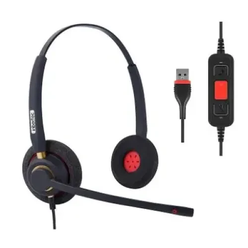 Inbertec UB805DM Duo Wired USB Noise Cancelling Black Headphone