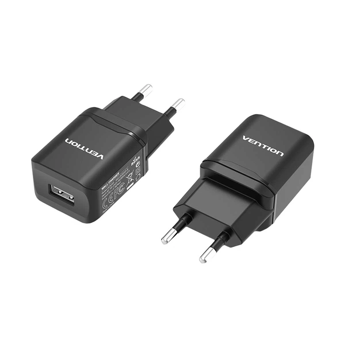 VENTION DC5203-B 1-PORT 10.5W USB WALL CHARGER EU-PLUG BLACK Input voltage: 100- 240V 0.3A