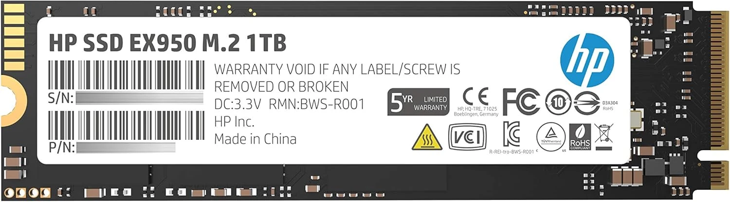 HP EX950 1TB M.2 2280 PCIe Gen3 x4 NVMe SSD