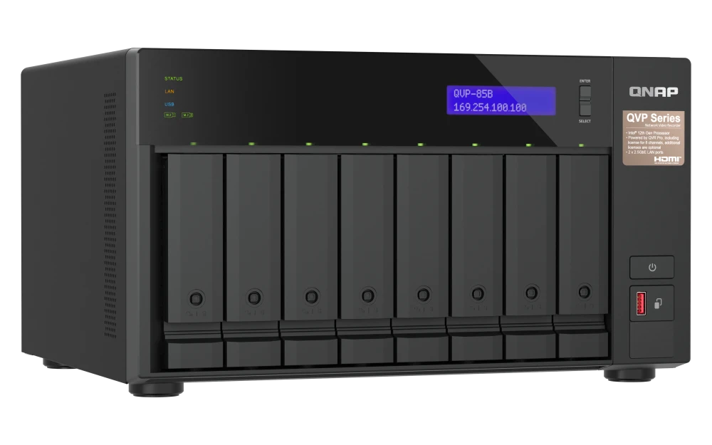 QNAP QVP-85B 8 Bay NVR Tower Server Intel Core i5-12400 Network Storage (3 Year Warranty)