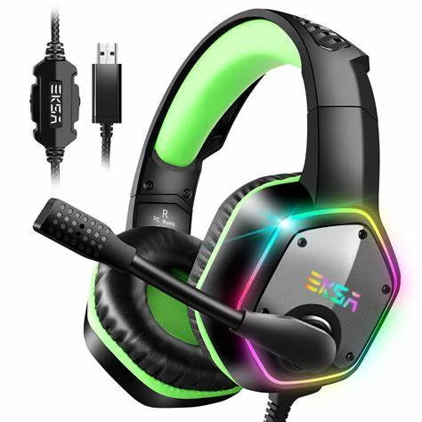 EKSA E1000 RGB Green Wired Over-Ear Gaming Headphone