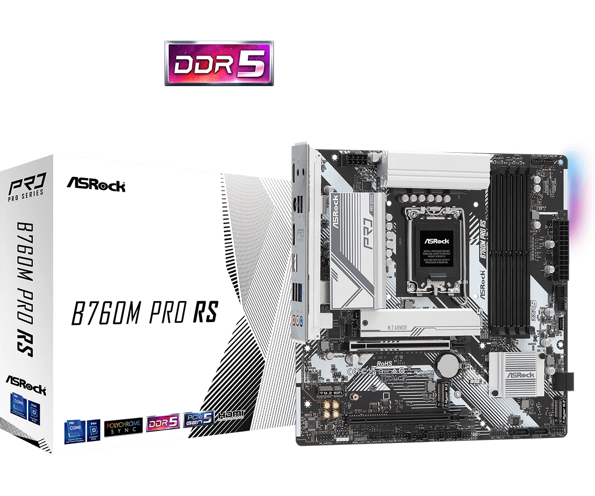 ASRock B760M Pro RS D5 DDR5 12th/13th/14th Gen Intel Motherboard